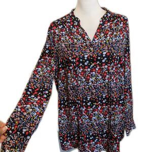 Nanette by Nanette Lepore long sleeve floral button down , long line XL